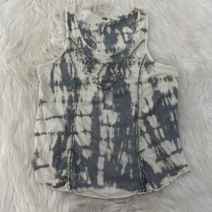 Free People womens M boho tie dye top deco stitch timeless